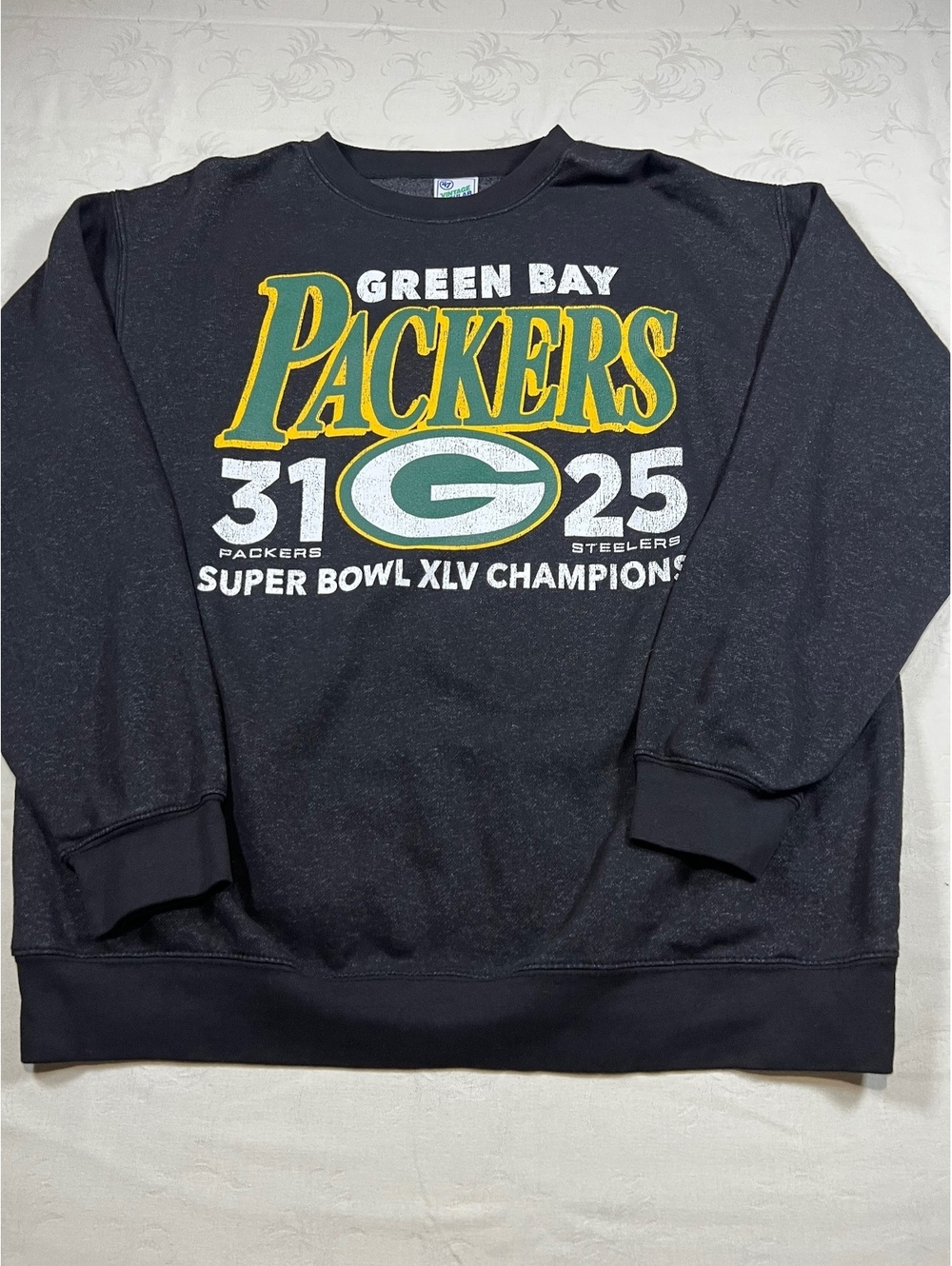 47’Brand Vintage Tubular Retro Green Bay Packers Superbowl XLV Sweatshirt Sz XL